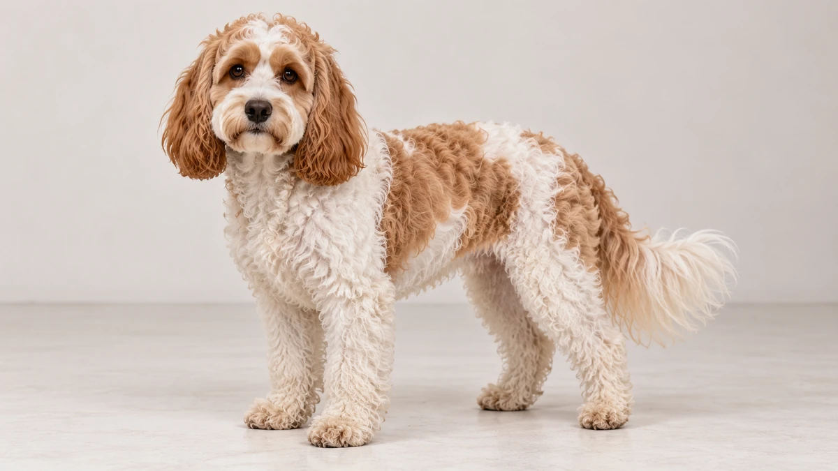 Cockapoo köpek — parti (iki renkli) renk