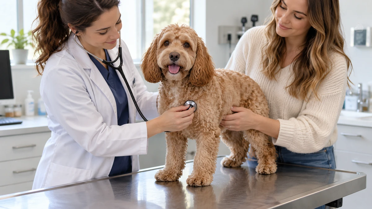 Cockapoo köpek — veteriner kontrolü